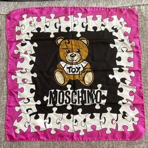 NWT* Moschino 100% Silk Teddy Bear Puzzle Scarf
